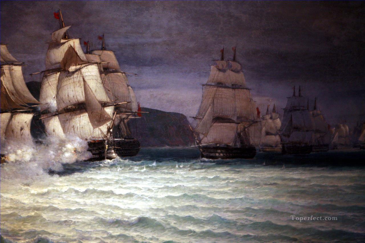 Combat du Romulus 2 Naval Battle Oil Paintings